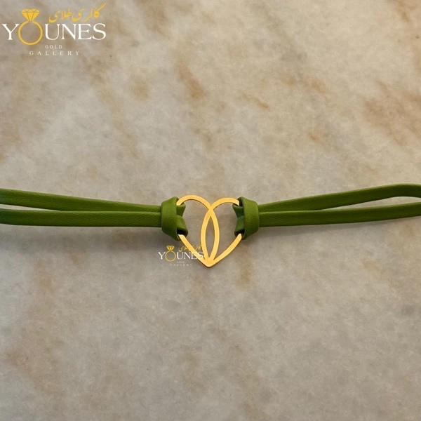 دستبند طلا چرم دولاین قلب